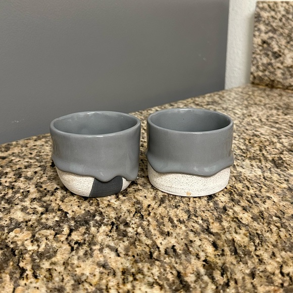 Anthropologie Other - Drippy Pots Bundle of 2 Ceramic Drippy Glazed Cups / Mugs in Grey